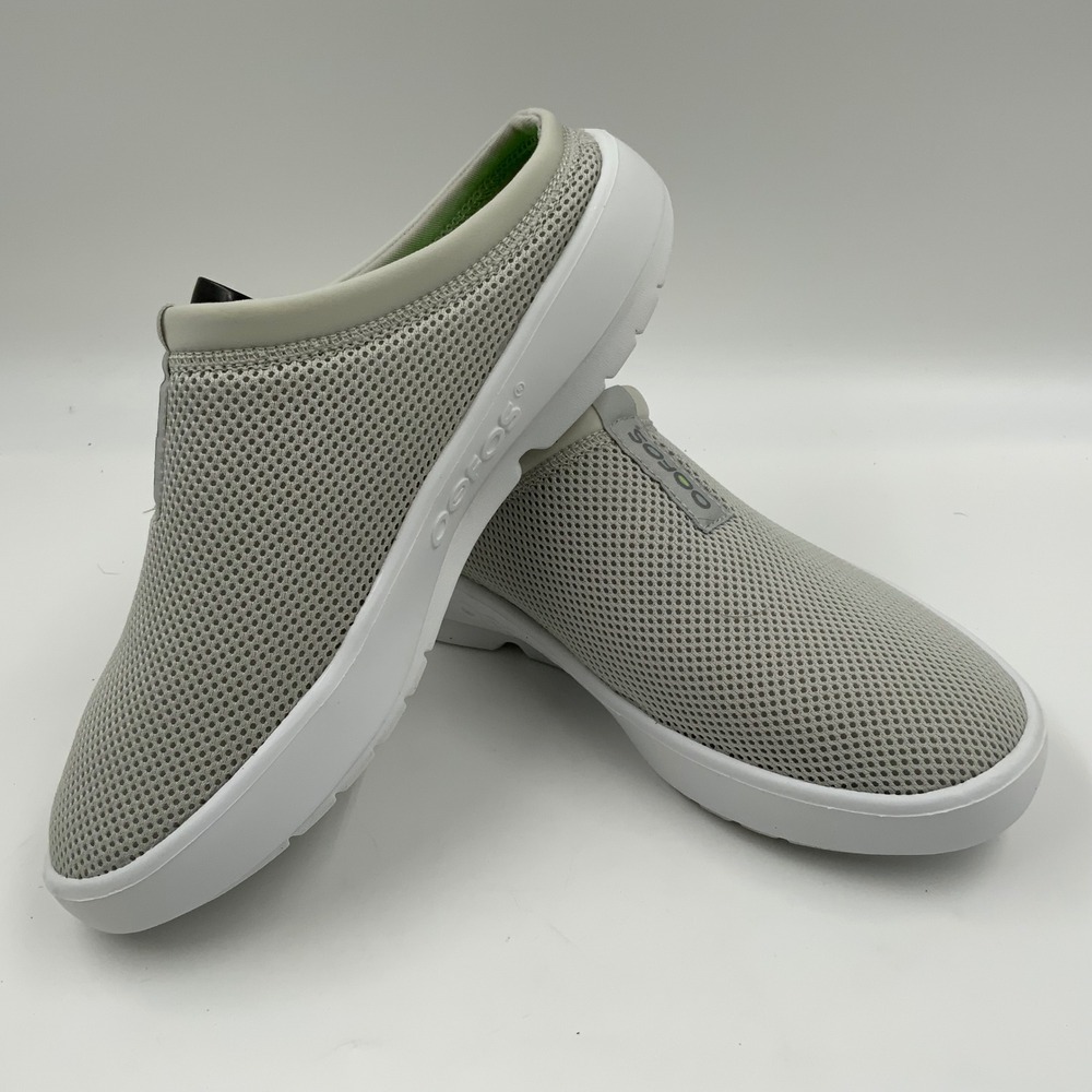 Oofos OOmg Mesh Mule Women Grey Recovery Slip On Clog Shoes Comfort Low Back